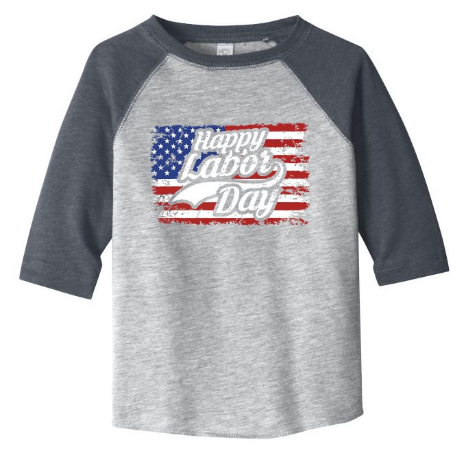 Happy Labor Day Shirts For Labor Day Retro US Flag Toddler Fine Jersey T-Shirt