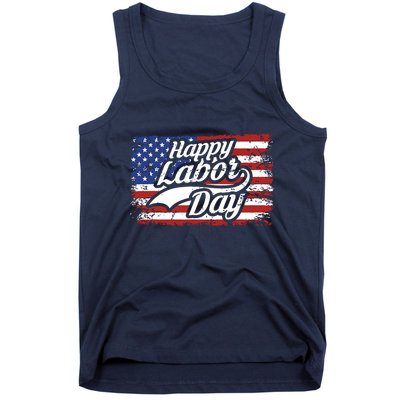 Happy Labor Day Shirts For Labor Day Retro US Flag Tank Top