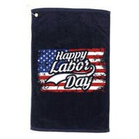 Happy Labor Day Shirts For Labor Day Retro US Flag Platinum Collection Golf Towel