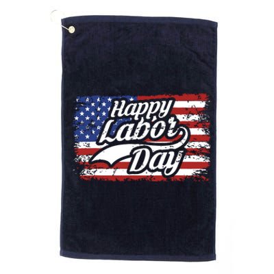 Happy Labor Day Shirts For Labor Day Retro US Flag Platinum Collection Golf Towel