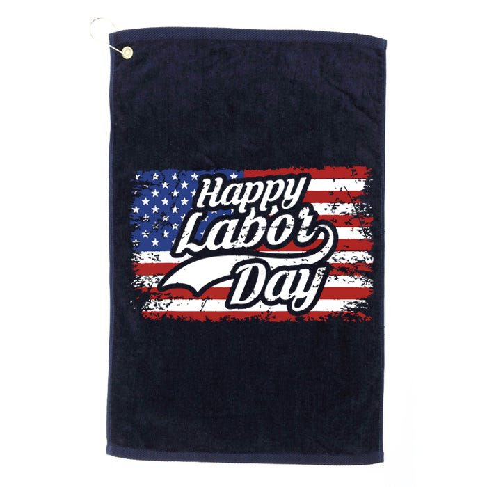 Happy Labor Day Shirts For Labor Day Retro US Flag Platinum Collection Golf Towel