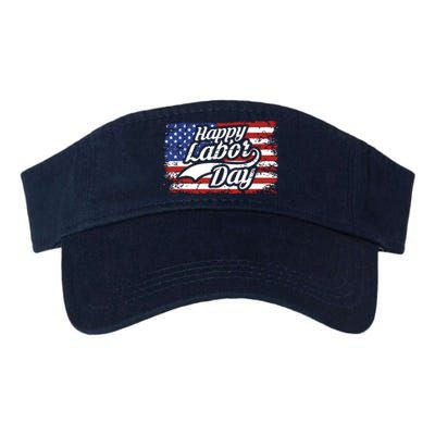 Happy Labor Day Shirts For Labor Day Retro US Flag Valucap Bio-Washed Visor