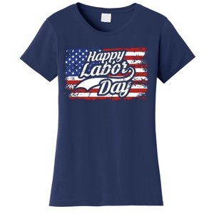 Happy Labor Day Shirts For Labor Day Retro US Flag Women's T-Shirt