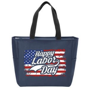 Happy Labor Day Shirts For Labor Day Retro US Flag Zip Tote Bag