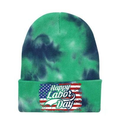 Happy Labor Day Shirts For Labor Day Retro US Flag Tie Dye 12in Knit Beanie