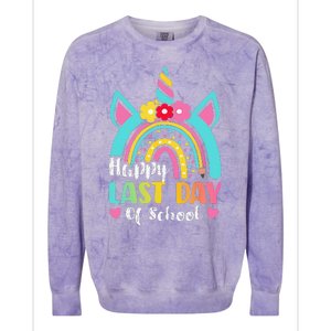 Happy Last Day Of School Rainbow Unicorn Graduation Funny Colorblast Crewneck Sweatshirt