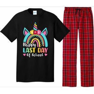 Happy Last Day Of School Rainbow Unicorn Graduation Funny Pajama Set