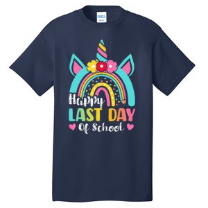 Happy Last Day Of School Rainbow Unicorn Graduation Funny Tall T-Shirt