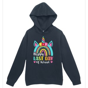 Happy Last Day Of School Rainbow Unicorn Graduation Funny Urban Pullover Hoodie