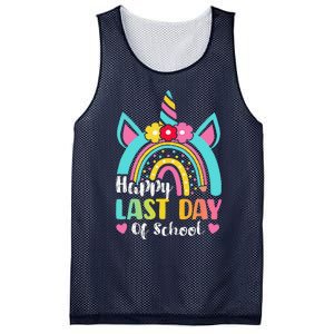 Happy Last Day Of School Rainbow Unicorn Graduation Funny Mesh Reversible Basketball Jersey Tank