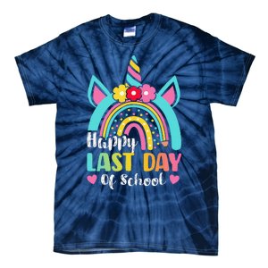 Happy Last Day Of School Rainbow Unicorn Graduation Funny Tie-Dye T-Shirt