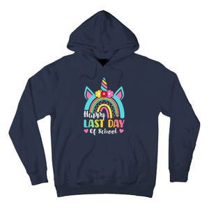 Happy Last Day Of School Rainbow Unicorn Graduation Funny Tall Hoodie