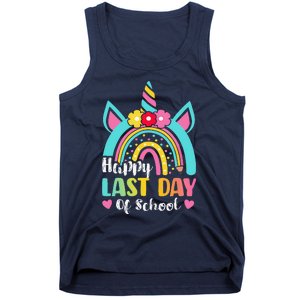 Happy Last Day Of School Rainbow Unicorn Graduation Funny Tank Top