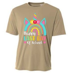 Happy Last Day Of School Rainbow Unicorn Graduation Funny Cooling Performance Crew T-Shirt