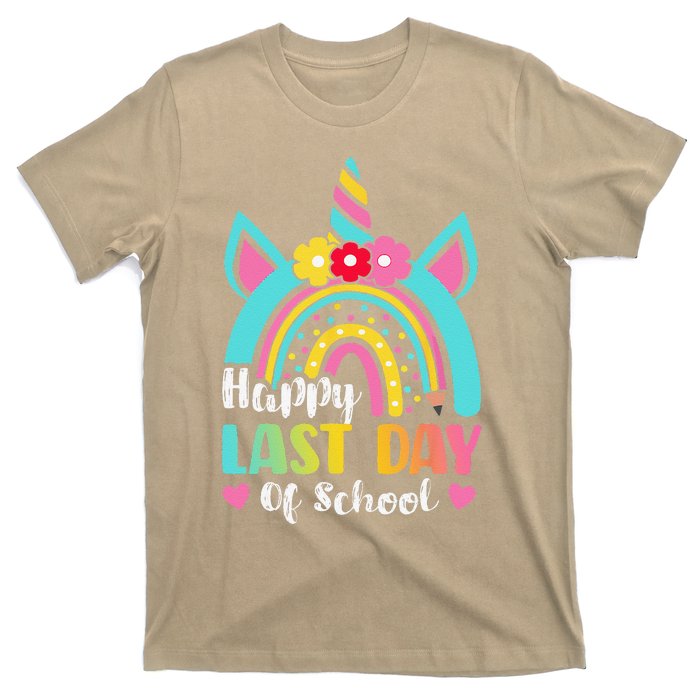 Happy Last Day Of School Rainbow Unicorn Graduation Funny T-Shirt