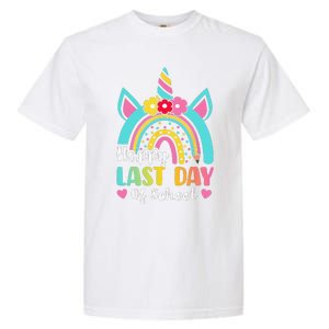 Happy Last Day Of School Rainbow Unicorn Graduation Funny Garment-Dyed Heavyweight T-Shirt