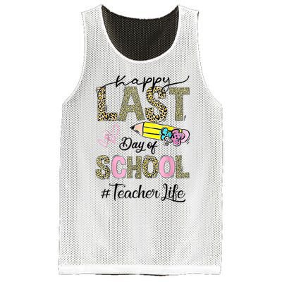 Happy Last Day Of School Leopard Teacher Summer Mesh Reversible Basketball Jersey Tank