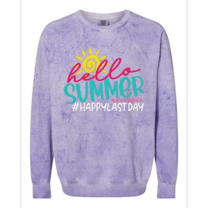 Happy Last Day Of School S Hello Summer Teacher Student Colorblast Crewneck Sweatshirt