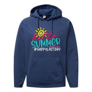 Happy Last Day Of School S Hello Summer Teacher Student Performance Fleece Hoodie