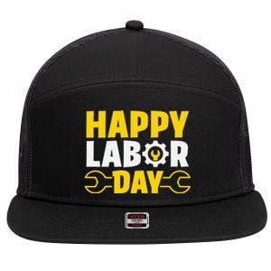 Happy Labor Day Celebration Graphic 7 Panel Mesh Trucker Snapback Hat