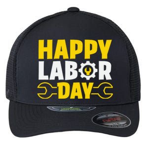 Happy Labor Day Celebration Graphic Flexfit Unipanel Trucker Cap