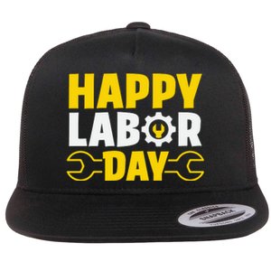 Happy Labor Day Celebration Graphic Flat Bill Trucker Hat