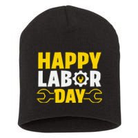 Happy Labor Day Celebration Graphic Short Acrylic Beanie