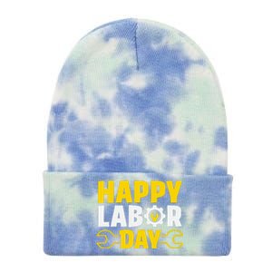 Happy Labor Day Celebration Graphic Tie Dye 12in Knit Beanie