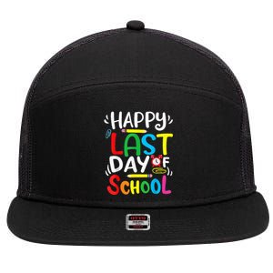 Happy Last Day Of School Last Day Of School Teacher Student 7 Panel Mesh Trucker Snapback Hat