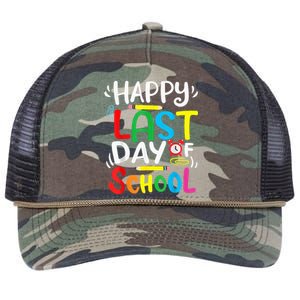 Happy Last Day Of School Last Day Of School Teacher Student Retro Rope Trucker Hat Cap