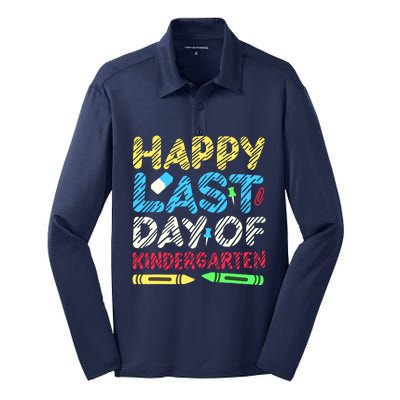 Happy Last Day Of Kindergarten Graduation 2024 Student Silk Touch Performance Long Sleeve Polo