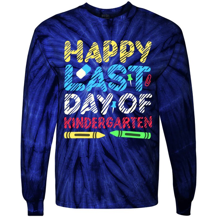 Happy Last Day Of Kindergarten Graduation 2024 Student Tie-Dye Long Sleeve Shirt