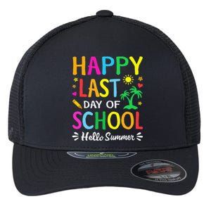 Happy Last Day Of School Hello Summer Students And Teachers Flexfit Unipanel Trucker Cap