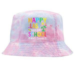 Happy Last Day Of School Hello Summer Students And Teachers Tie-Dyed Bucket Hat