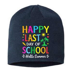 Happy Last Day Of School Hello Summer Students And Teachers Sustainable Beanie