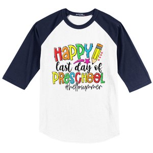 Happy Last Day Of School Preschool Teacher Hello Summer Baseball Sleeve Shirt