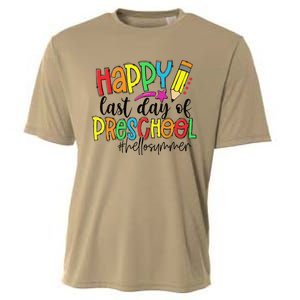 Happy Last Day Of School Preschool Teacher Hello Summer Cooling Performance Crew T-Shirt