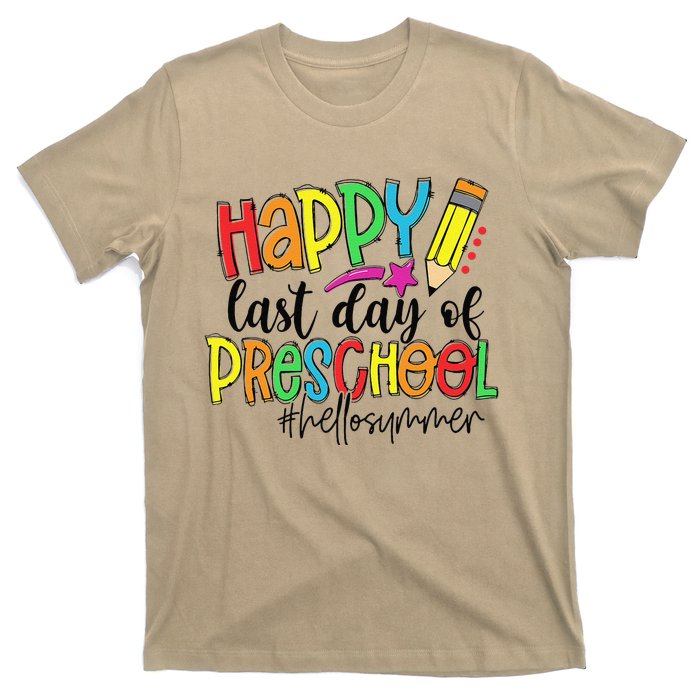 Happy Last Day Of School Preschool Teacher Hello Summer T-Shirt