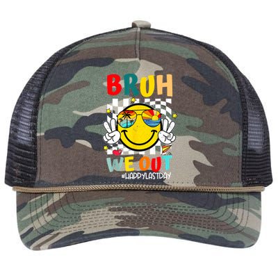 Happy Last Day End Of School Graduation Bruh We Out Gift Retro Rope Trucker Hat Cap