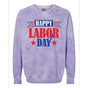 Happy Labor Day Celebration Graphic Colorblast Crewneck Sweatshirt