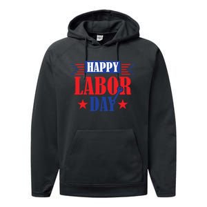 Happy Labor Day Celebration Graphic Performance Fleece Hoodie