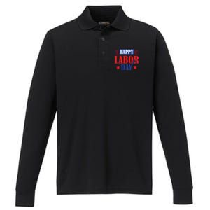 Happy Labor Day Celebration Graphic Performance Long Sleeve Polo