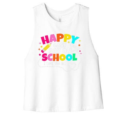 Happy Last Day Of School Teacher Graduation Women's Racerback Cropped Tank