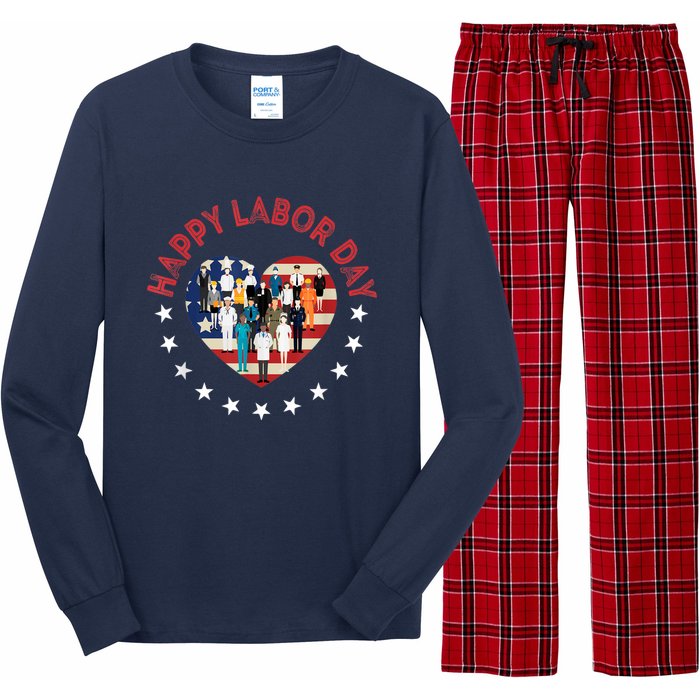 Happy Labor Day American Workers Flag Long Sleeve Pajama Set