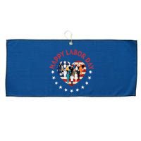 Happy Labor Day American Workers Flag Large Microfiber Waffle Golf Towel