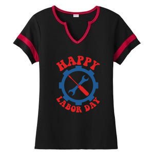 Happy Labor Day Gift Ladies Halftime Notch Neck Tee