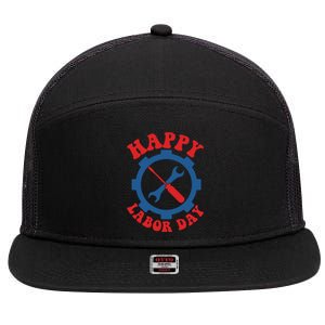 Happy Labor Day Gift 7 Panel Mesh Trucker Snapback Hat