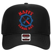 Happy Labor Day Gift High Crown Mesh Back Trucker Hat