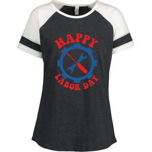 Happy Labor Day Gift Enza Ladies Jersey Colorblock Tee