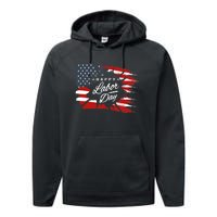 Happy Labor Day Gift American Flag Performance Fleece Hoodie